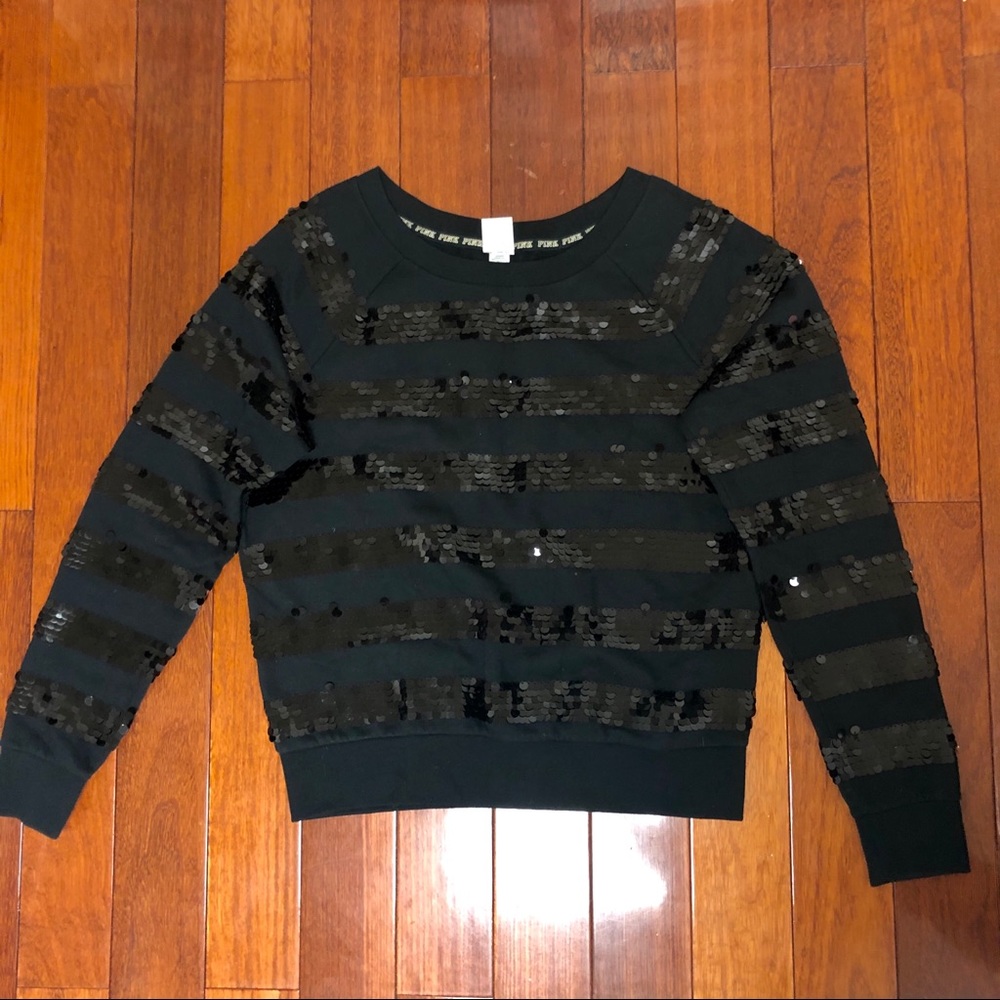 PINK Black Crewneck